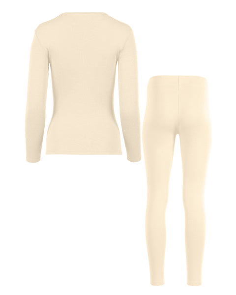 Dame 250 Langærmet & Leggings 2-delt Naturlig Bagside