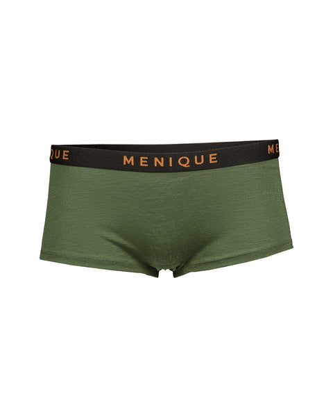 dame merino boxershorts i mørkegrøn farve.