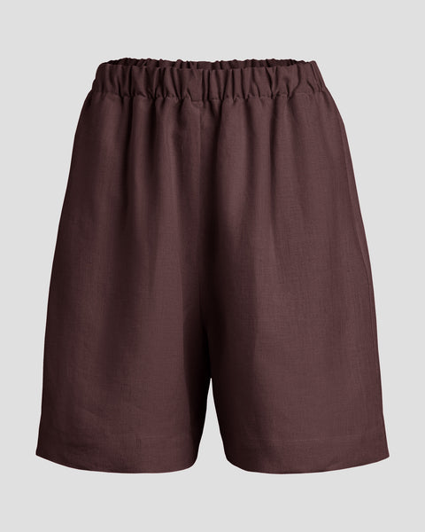 Linnedshorts i farven skygge lilla.