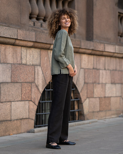 Linnedbluse Nora Sten Grøn