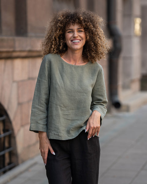 Linnedbluse Nora Sten Grøn