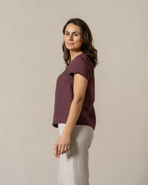 Linned T-shirt Top Emma Skygge Lilla