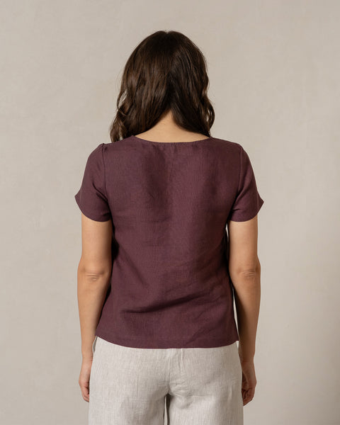 Linned T-shirt Top Emma Skygge Lilla