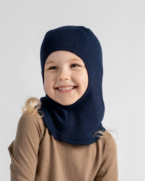 Balaclava med åbent ansigt i 250 merinould til børn