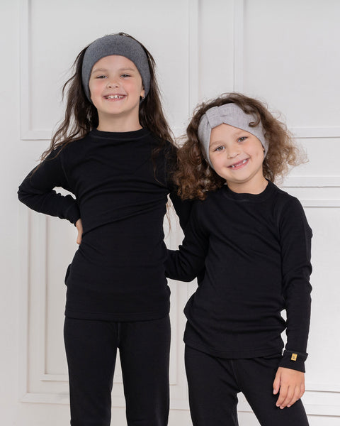 Børne strikket pandebånd med bånd Merino & kashmir