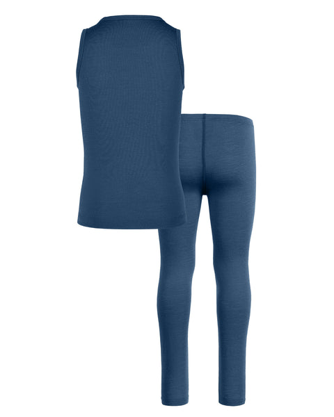 Børne Merino Undertrøje og Bukser 2-Dele Denim