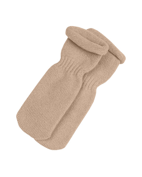 Børnestrikkede babysokker/handsker i merinould og kashmir, cremet beige