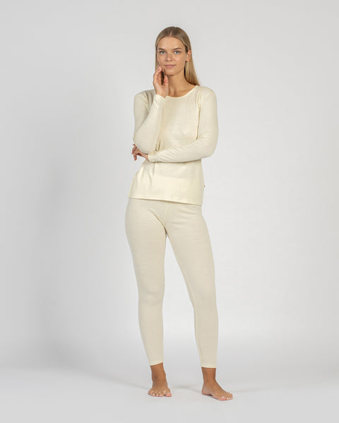 Dame 250 Langærmet & Leggings 2-delt Naturlig