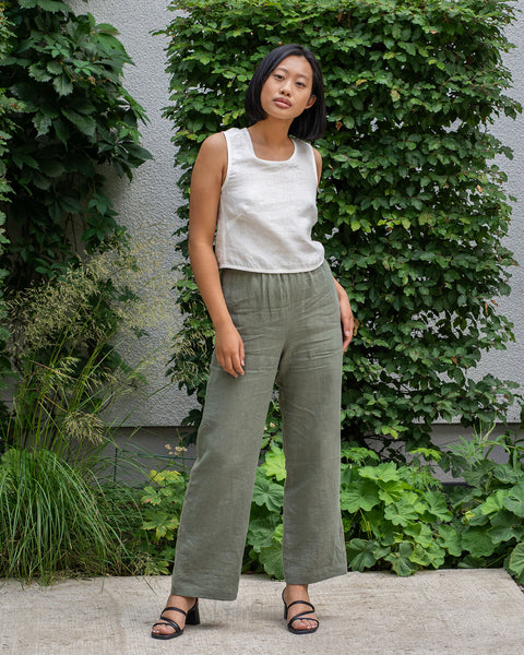 Linned Krydsryg Kort Top Serena Ren Hvid