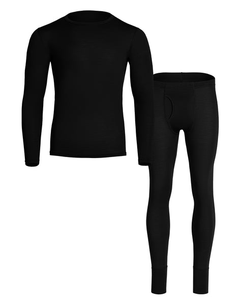 Men's 160 Long Sleeve & Bottom 2-Piece Black Front