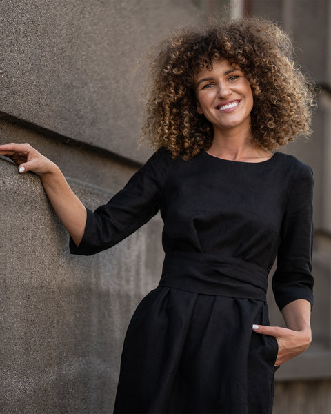 Afslappet hørvikle kjole Miley