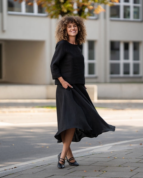 Linned cirkelskjørt Evelyn