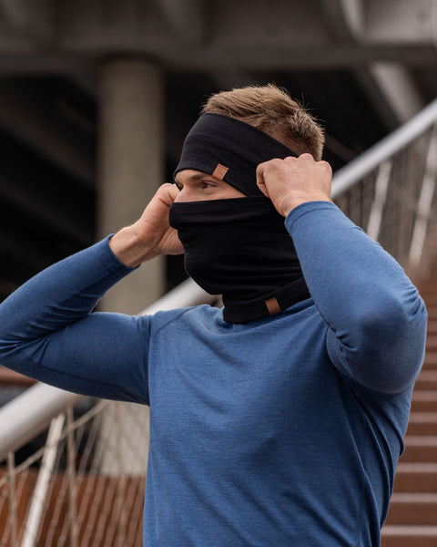 Herresæt med pandebånd og halsedisse i sort