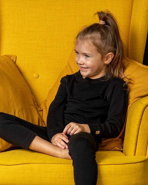 Børne 250 Termo Langærmet Trøje Sort