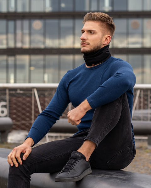 Herre Merino Halsedisse / Ansigtsmaske Sort