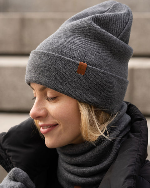 Strikket Hue og Handsker til Kvinder, 2-dele Sæt