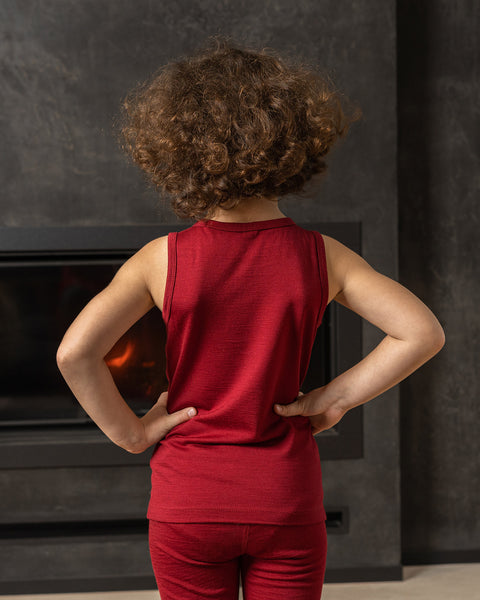 Børne Merino 160 Sæt med Undertrøje & Bukser Royal Kirsebær