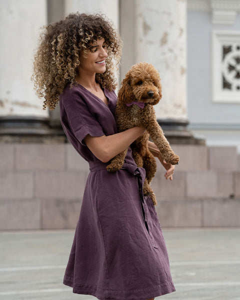 Linnedindpakningskjole Eliana Skygge Lilla