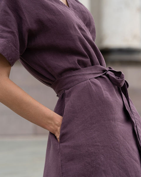 Linnedindpakningskjole Eliana Skygge Lilla