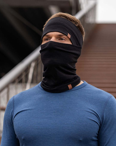 Herresæt med pandebånd og halsedisse i sort