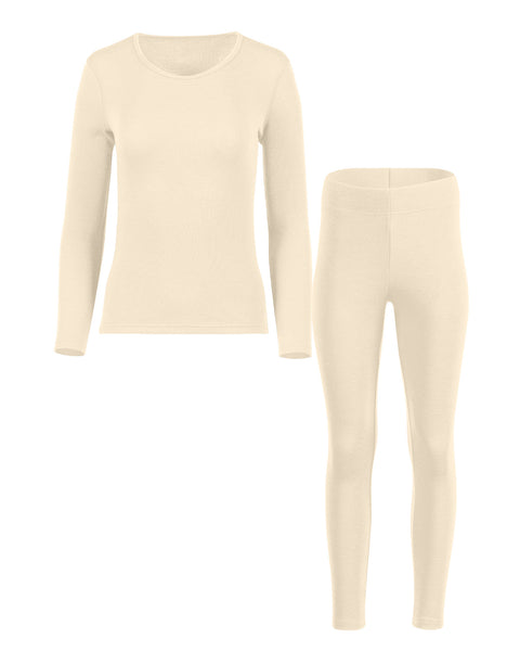 Dame 250 Langærmet &amp; Leggings 2-delt Naturlig Foran