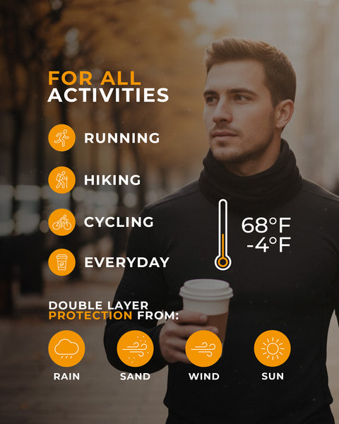 Women’s merino wool neck gaiter for running, hiking and cycling, double layer protection from wind, rain and cold weather