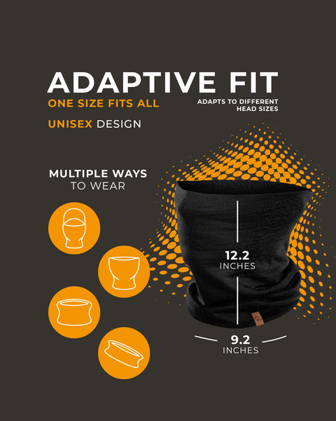 Sort pandebånd med orange tekst og grafik på en mørk baggrund