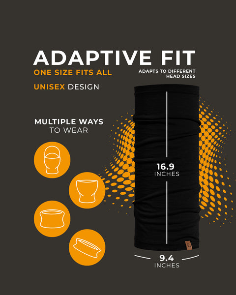 Sort pandebånd med tekst og ikoner på en mørk baggrund