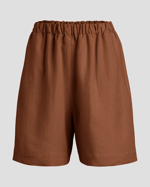 Bermudashorts i hør med lommer.