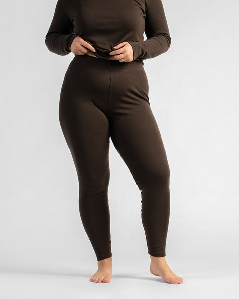 Dameleggings i 250 g merinould, Chokoladebrun