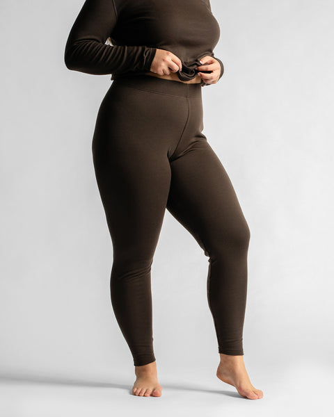 Dameleggings i 250 g merinould, Chokoladebrun