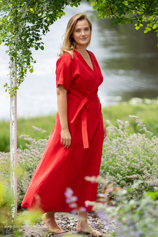 Maxi omslagskjole Eleanor - XS / Rød
