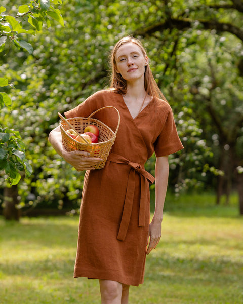 Hørviklekjole Eliana Mandler Brun