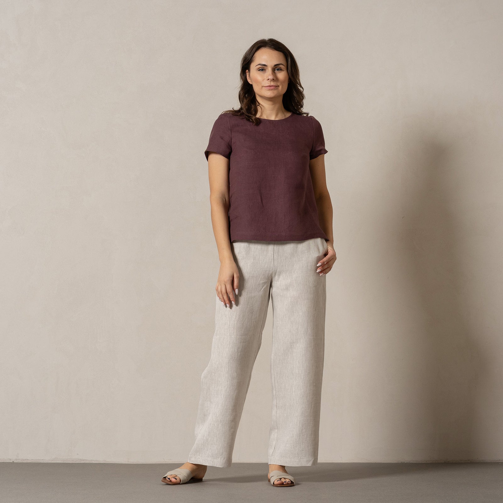 Linned T-shirt Top Emma Skygge Lilla