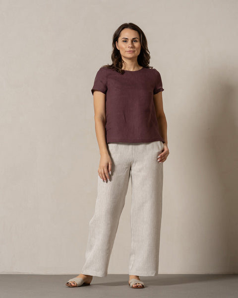 Linned T-shirt Top Emma Skygge Lilla