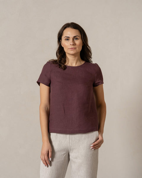 Linned T-shirt Top Emma Skygge Lilla