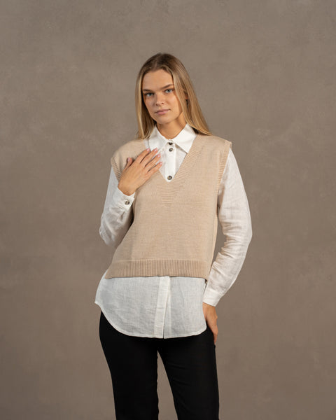 Merino Wool Knit Vest for Women Isla