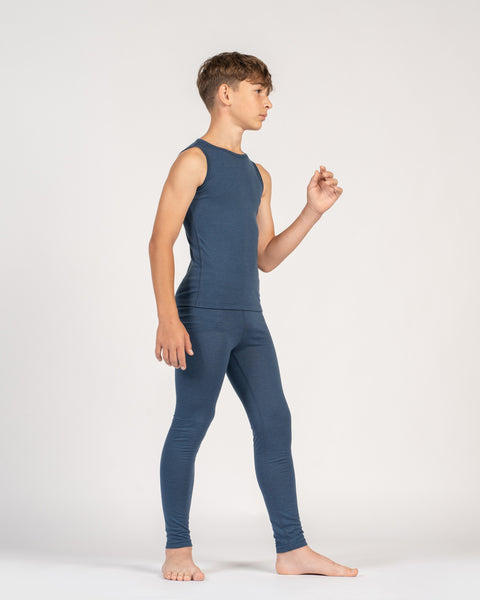 Børne Merino Undertrøje og Bukser 2-Dele Denim