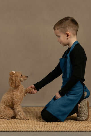 Kids' Linen Apron - 2-5Y / Cobalt Blue