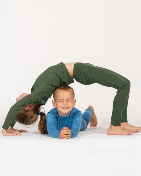 Kids' 160 Long Sleeve &amp; Bottom 2-Piece Dark Green