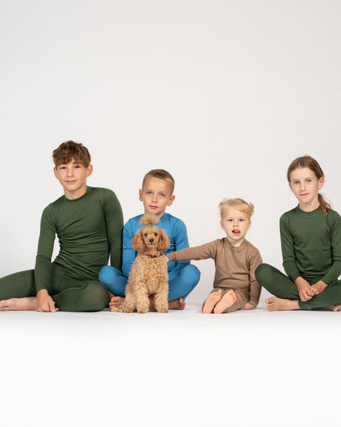 Kids' 160 Long Sleeve &amp; Bottom 2-Piece Dark Green