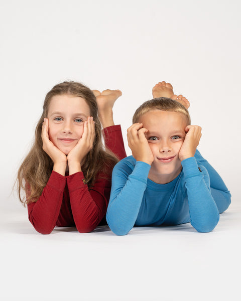 Kids' 160 Long Sleeve &amp; Bottom 2-Piece Royal Cherry