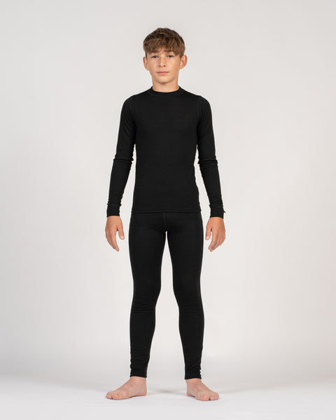 Kids' 250 Long Sleeve &amp; Bottom 2-Piece Black