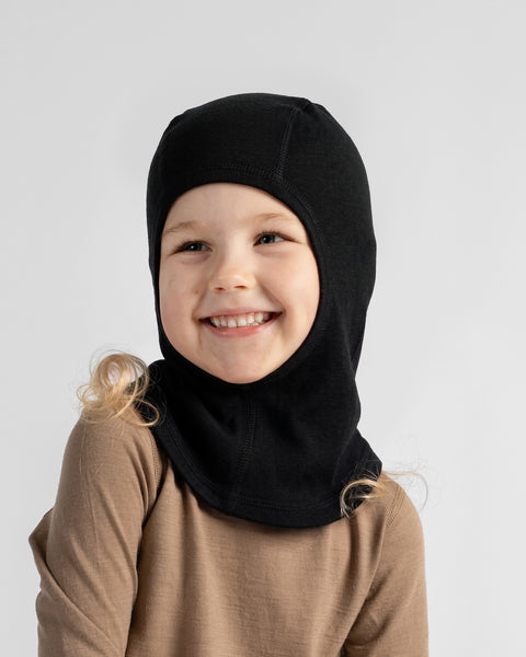 Balaclava med åbent ansigt i 250 merinould til børn