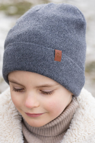 Kids' Knit Beanie Cashmere Blend - 3-10Y / Dark Gray