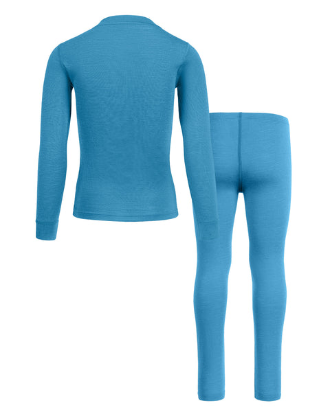 Kids' 160 Long Sleeve &amp; Bottom 2-Piece Light Blue, back view.