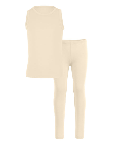 Børne Merino Undertrøje og Bukser 2-dele Naturlig