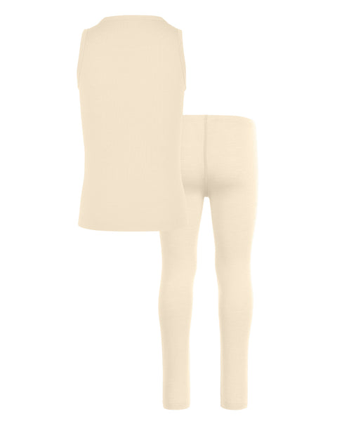 Børne Merino Undertrøje og Bukser 2-dele Naturlig