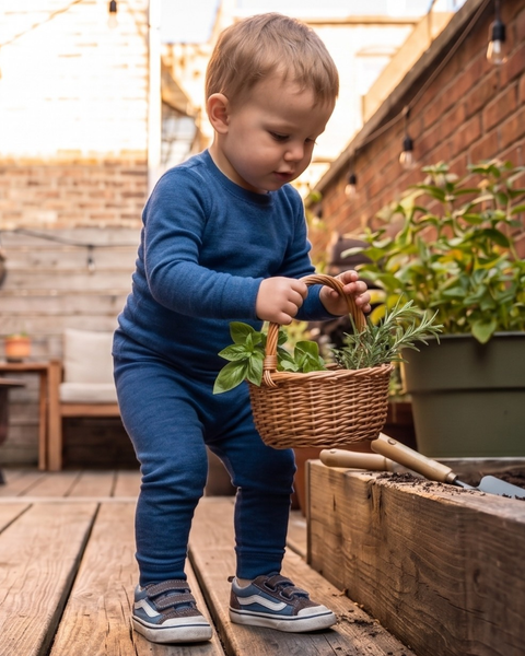 Børnebukser i 160 Merinould Denim