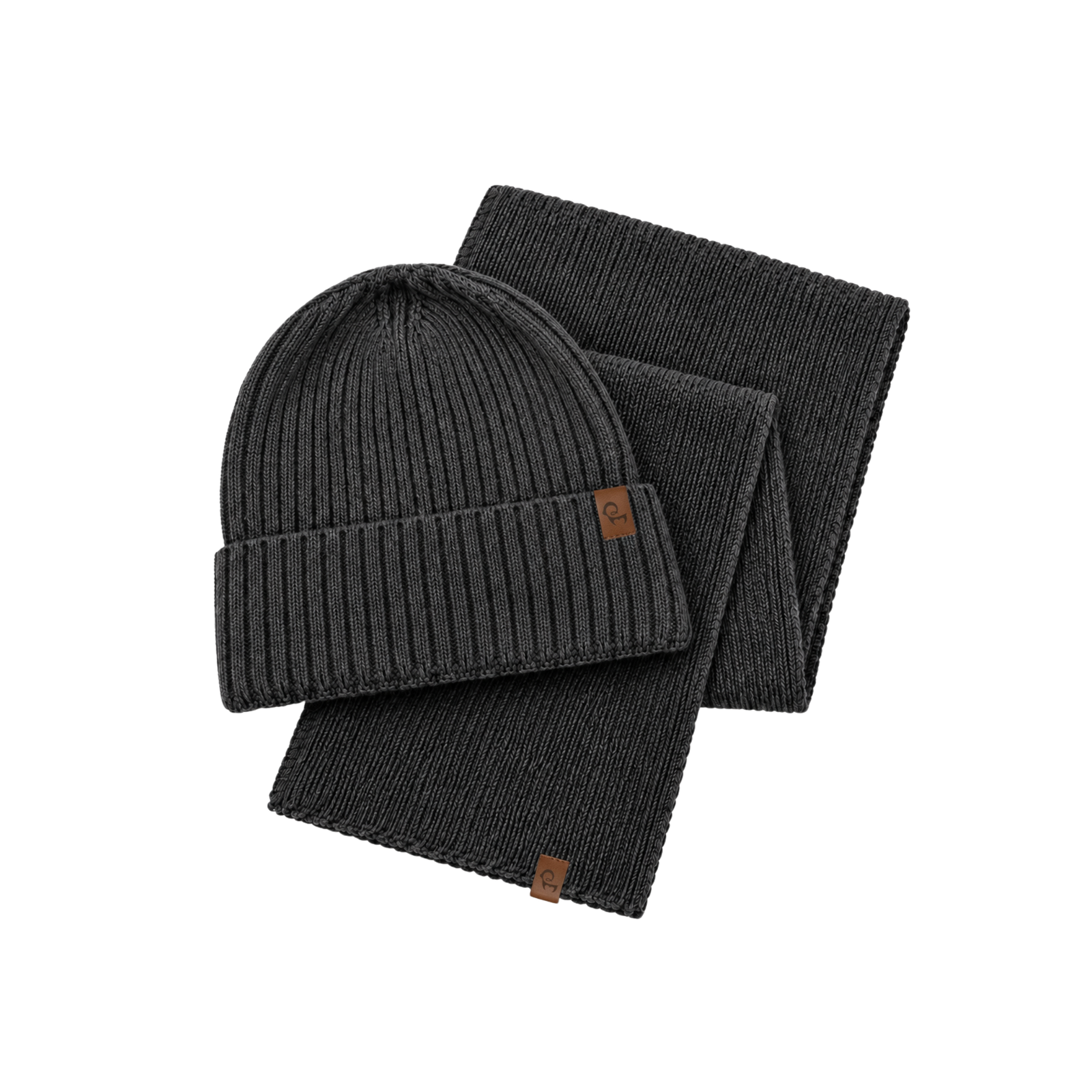 Men's Merino Ribbed Knit Beanie & Scarf Set